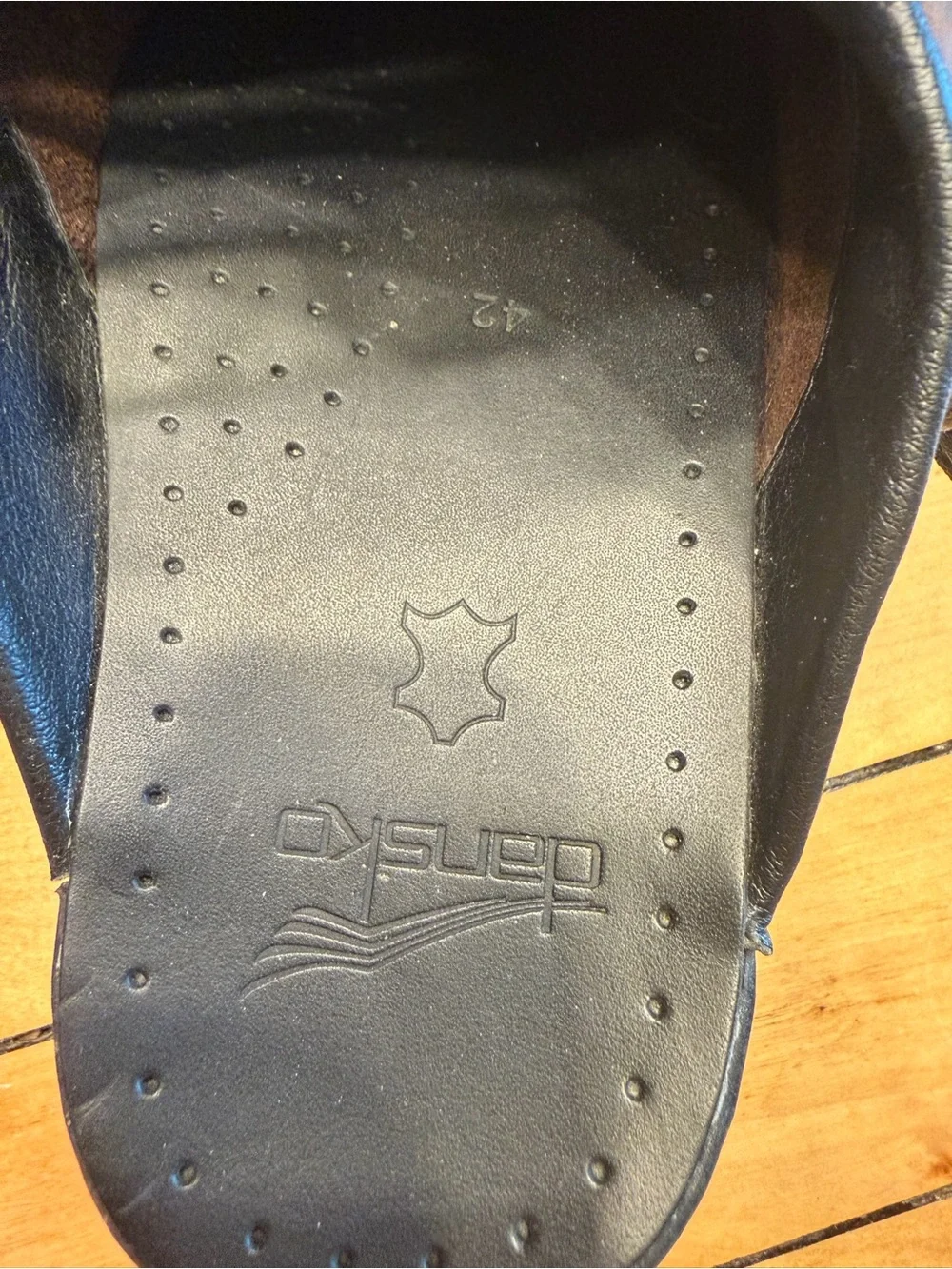 Dansko Dark Brown Leather Slip-On Clogs with Adjustable Strap - Picture 4 of 5